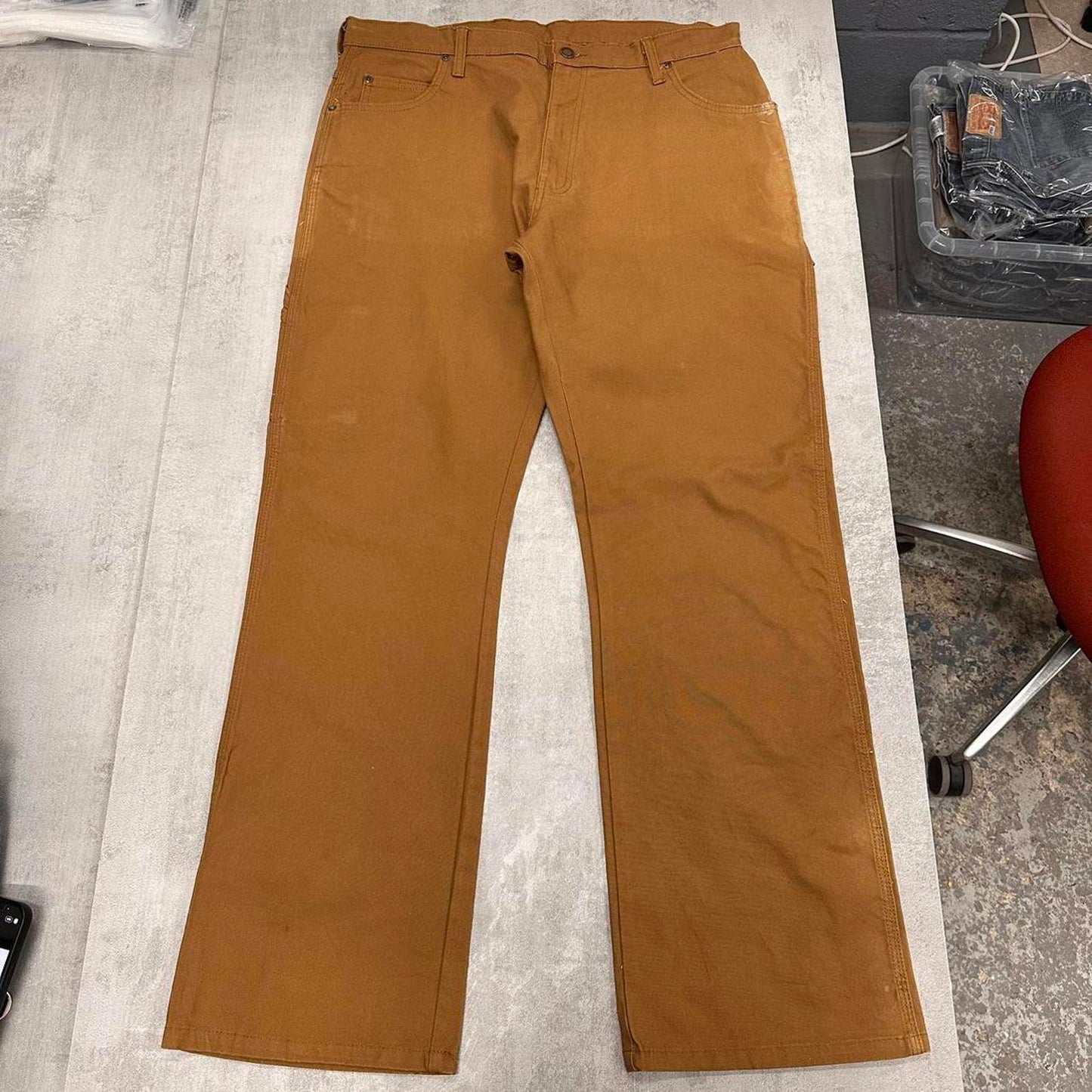 Tan Dickies carpenter jeans W36L32 loose canvas skater style cargos