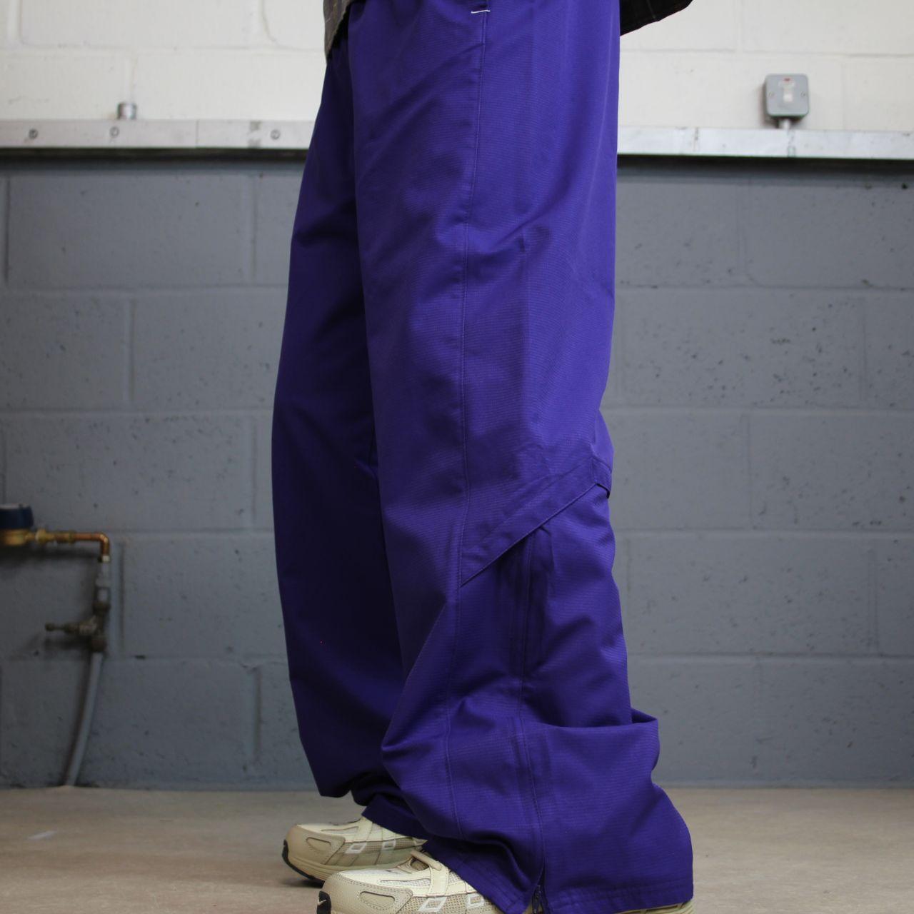 Baggy Y2K Adidas tracksuit bottoms purple large wide leg lined side embroidered logo track pants