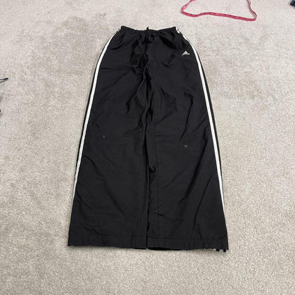Y2K Adidas tracksuit bottoms loose black Embroidered soft lined side stripe track pants
