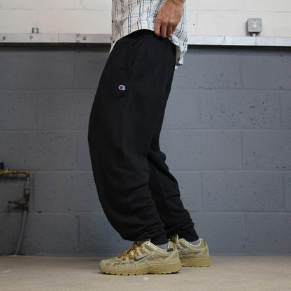 Y2K champion jogging bottoms black XXL Loose leg casual 2000s style joggers