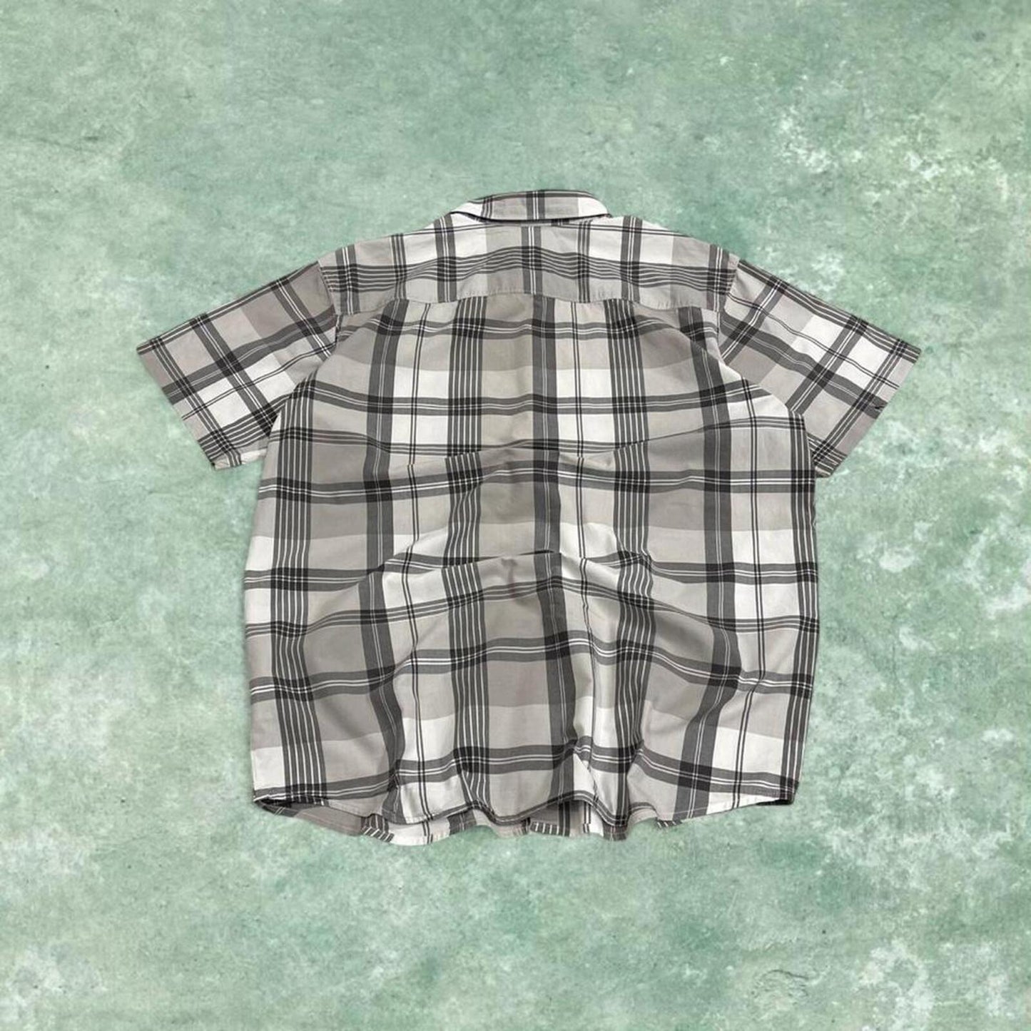 Columbia checkered short sleeve shirt grey Festival style button down summer shirt