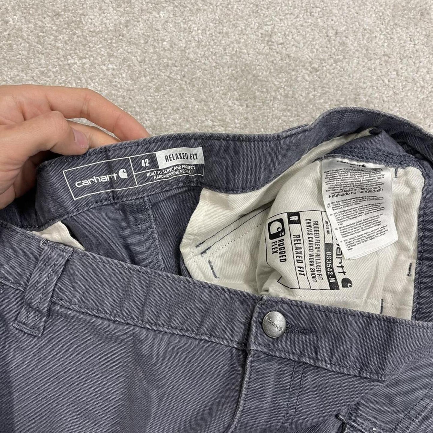 Carhartt baggy cargo shorts canvas blue Canvas relaxed fit skate style shorts
