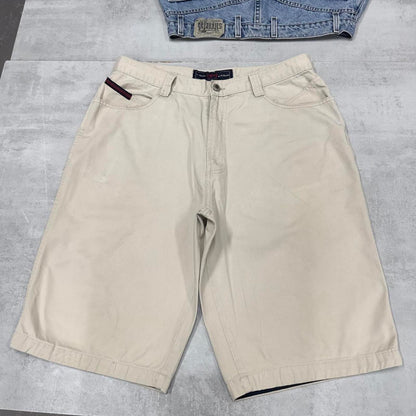Baggy Phat Farm shorts W34 loose long 90s skater rollup tape detail shorts