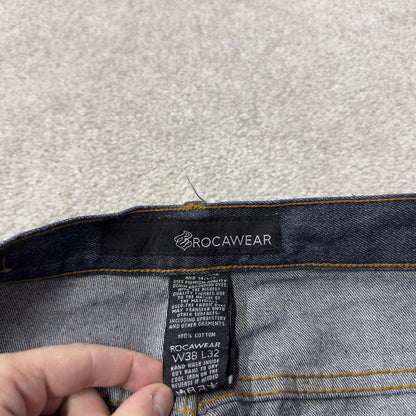 Rocawear jeans y2k embroidered W38L32 blue denim Loose straight leg skater style surf pants