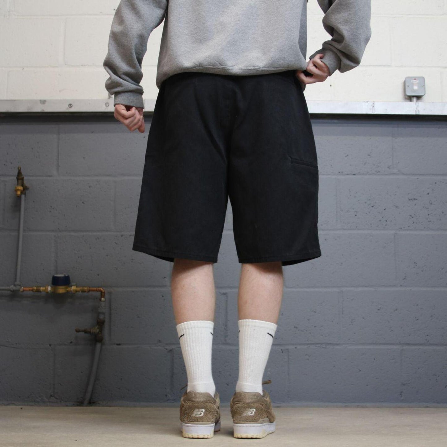 Dickies baggy Y2k W36 carpenter shorts faded black Twill chino skater style
