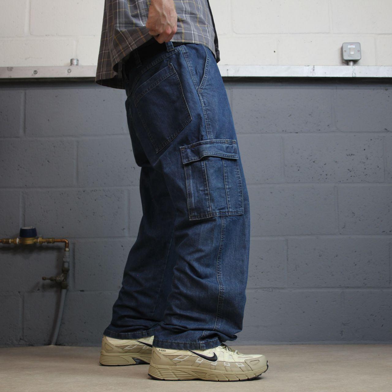 Wrangler baggy cargo jeans y2k W36L30 blue Loose fit skater workwear pants