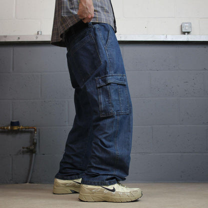 Wrangler baggy cargo jeans y2k W36L30 blue Loose fit skater workwear pants