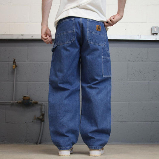 vintage Carhartt carpenter jeans W34L30 Blue Denim 1999 loose skater cargos