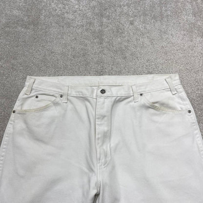 White Dickies jeans W40L30 loose white 90s skater style pants patch logo workwear