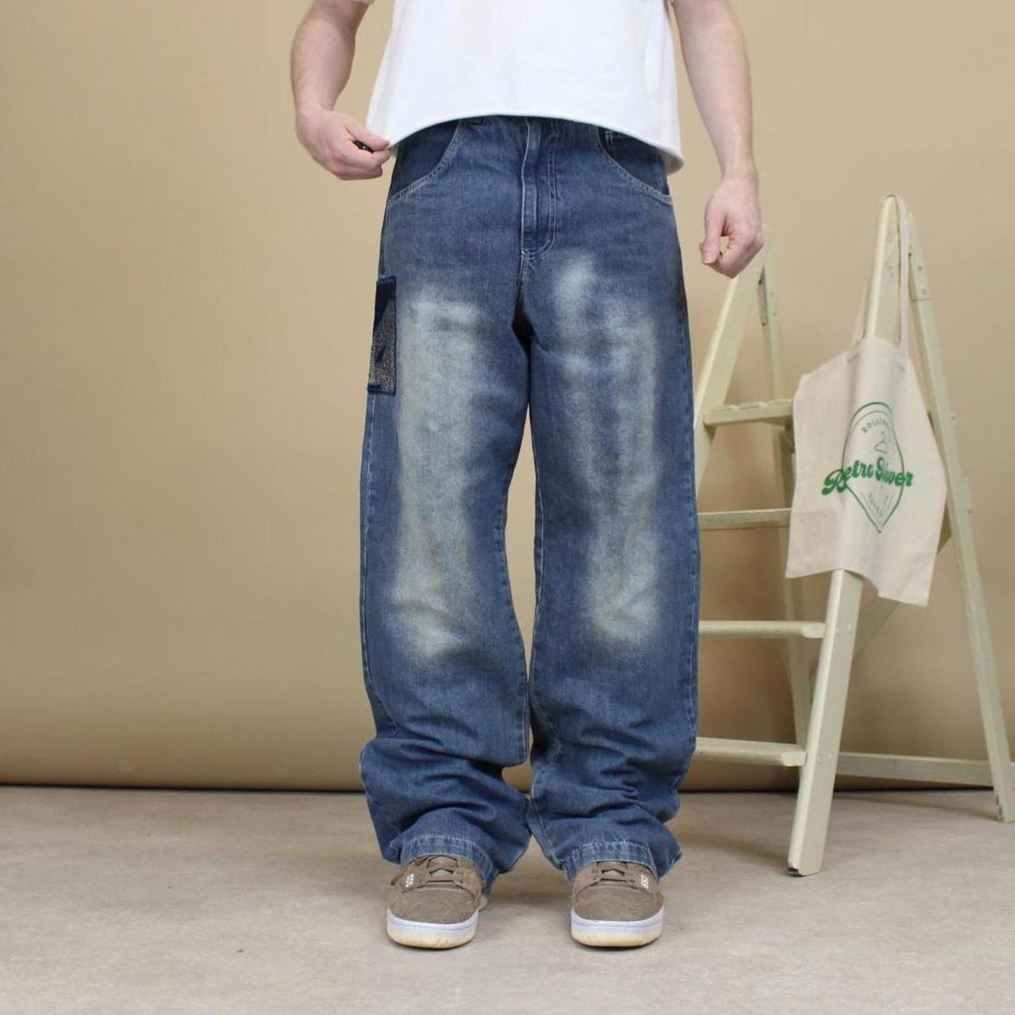 Baggy embroidered y2k style jeans W31L33 Small loose Spotgang Spotwear