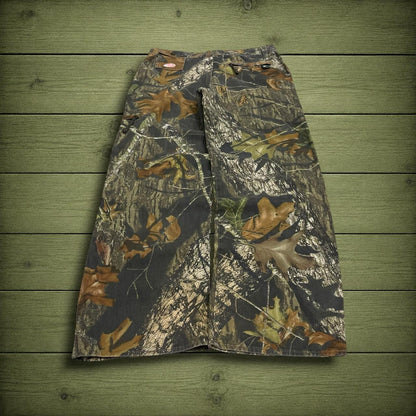 Mossy Oak baggy camo cargo pants y2k wide leg khaki Leaf camouflage utility hunting cargos