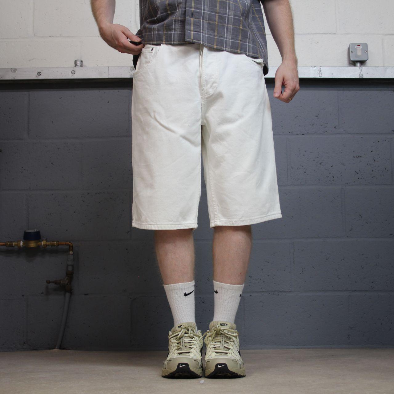 Long baggy denim shorts y2k white Loose skater surf style summer shorts
