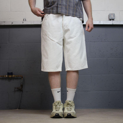 Long baggy denim shorts y2k white Loose skater surf style summer shorts