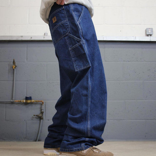 Vintage baggy Carhartt carpenter jeans wide leg blue Loose y2k denim skate style workwear cargo pant