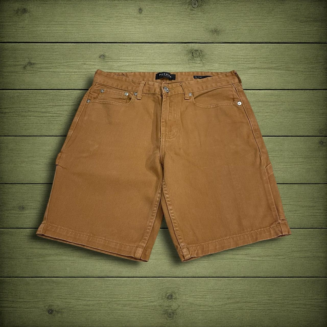 Y2K Pacsun denim utility shorts W30 tan brown carpenter Slim 100% cotton denim cargo jorts