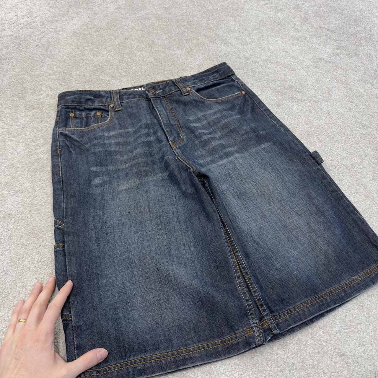 Y2K baggy denim shorts carpenter blue Bongo loose skater style surf jorts