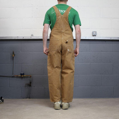 Vintage Carhartt dungarees tan brown overalls Bib & brace utility workwear farmer
