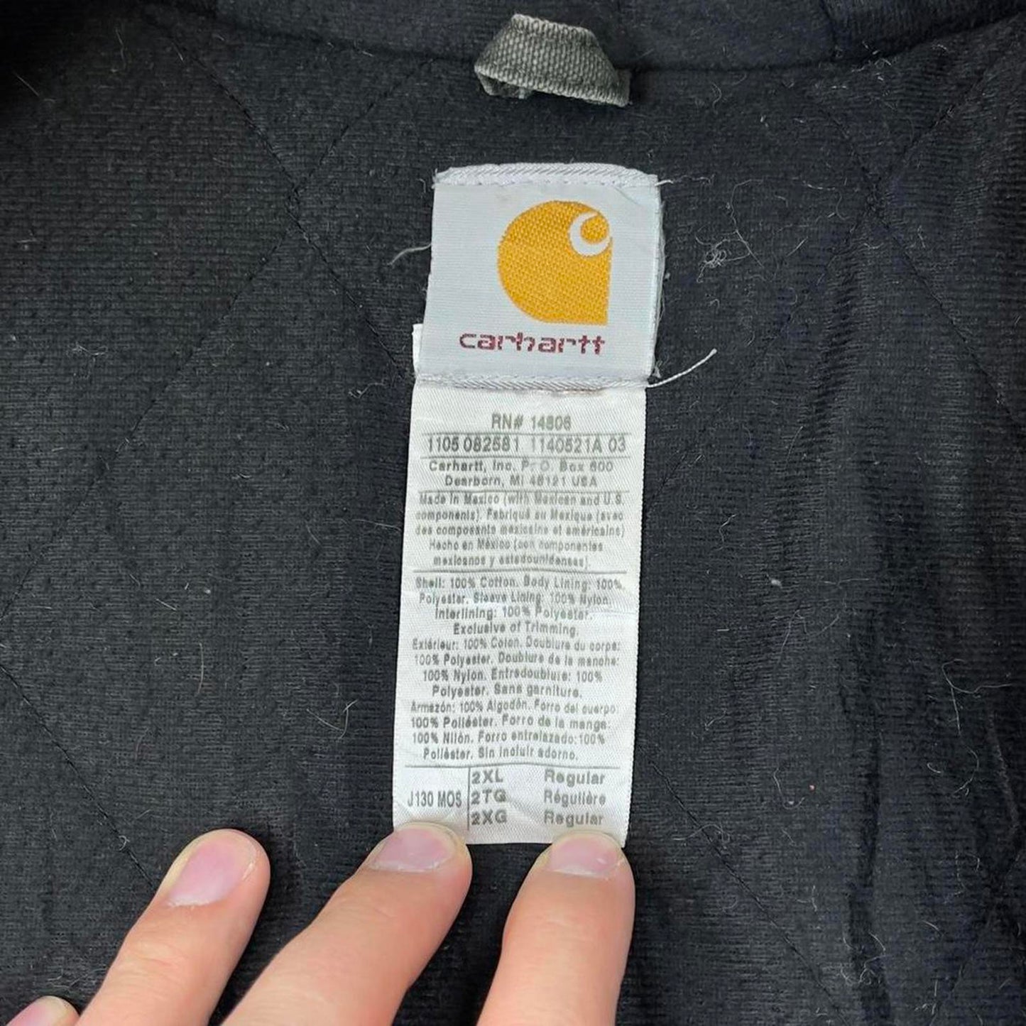 Vintage Green Carhartt hooded active jacket 2XL canvas bomber J130 MOS