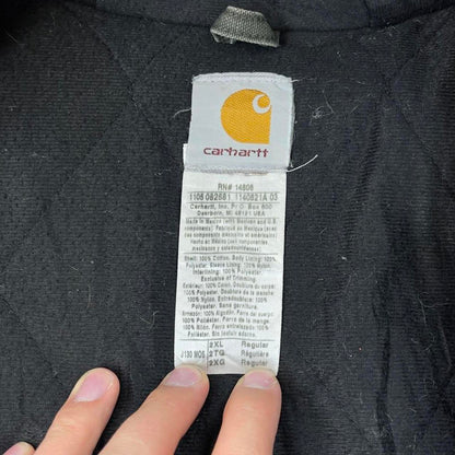 Vintage Green Carhartt hooded active jacket 2XL canvas bomber J130 MOS