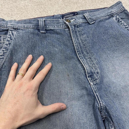 Denim carpenter shorts Y2K cargo blue Loose leg skater style surf jorts