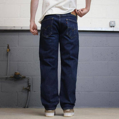 Blue Levis 505 jeans W34L30 blue straight leg y2k style pants red tab logo
