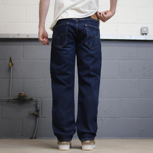 Blue Levis 505 jeans W34L30 blue straight leg y2k style pants red tab logo