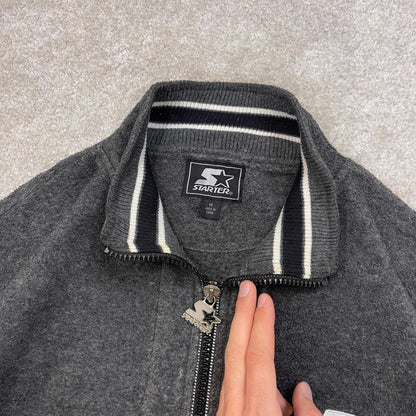 Grey Starter technical half zip up fleece Medium y2k style autumn boxy fit