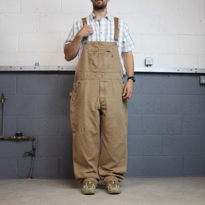 Vintage baggy denim Dungarees loose y2k tan Duluth Trading workwear bib & brace overalls utility