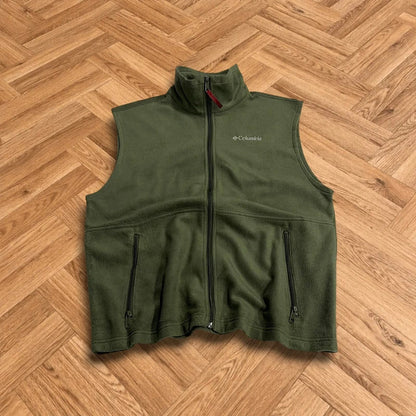 Columbia y2k fleece gilet green mens large full zip autumn vest