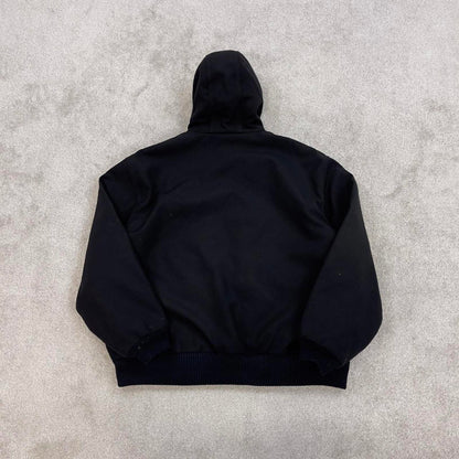 Black Carhartt hooded active jacket XL canvas bomber 90s style skater jacket