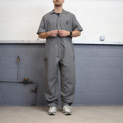 00s Dickies boiler suit coveralls XL Grey baggy twill style short sleeve jumpsuit mechanic
