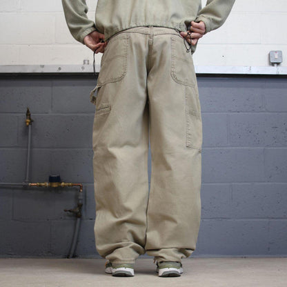 Vintage Wrangler carpenter skate pants W40L34 khaki grey loose workwear cargo jeans