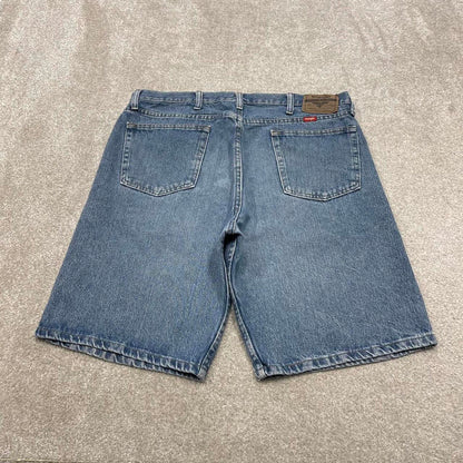 Y2k baggy Wrangler shorts skater style blue Loose wide leg denim summer festival jorts