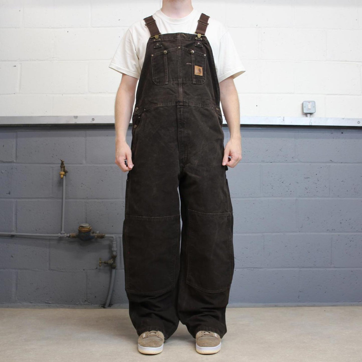 Brown Carhartt dungarees W40L32 mens canvas overalls utility worker