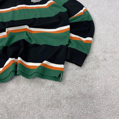 Green H&M Vintage-Inspired Rugby Shirt M Classic long sleeve rugby-style polo bold colour blocking