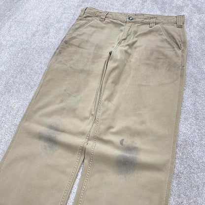 90s vintage Carhartt carpenter jeans W34L34 Mens beige relaxed y2k style canvasy cargos trousers