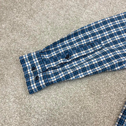 Blue checkered Columbia technical shirt Medium women's long sleeve button up autumn y2k style