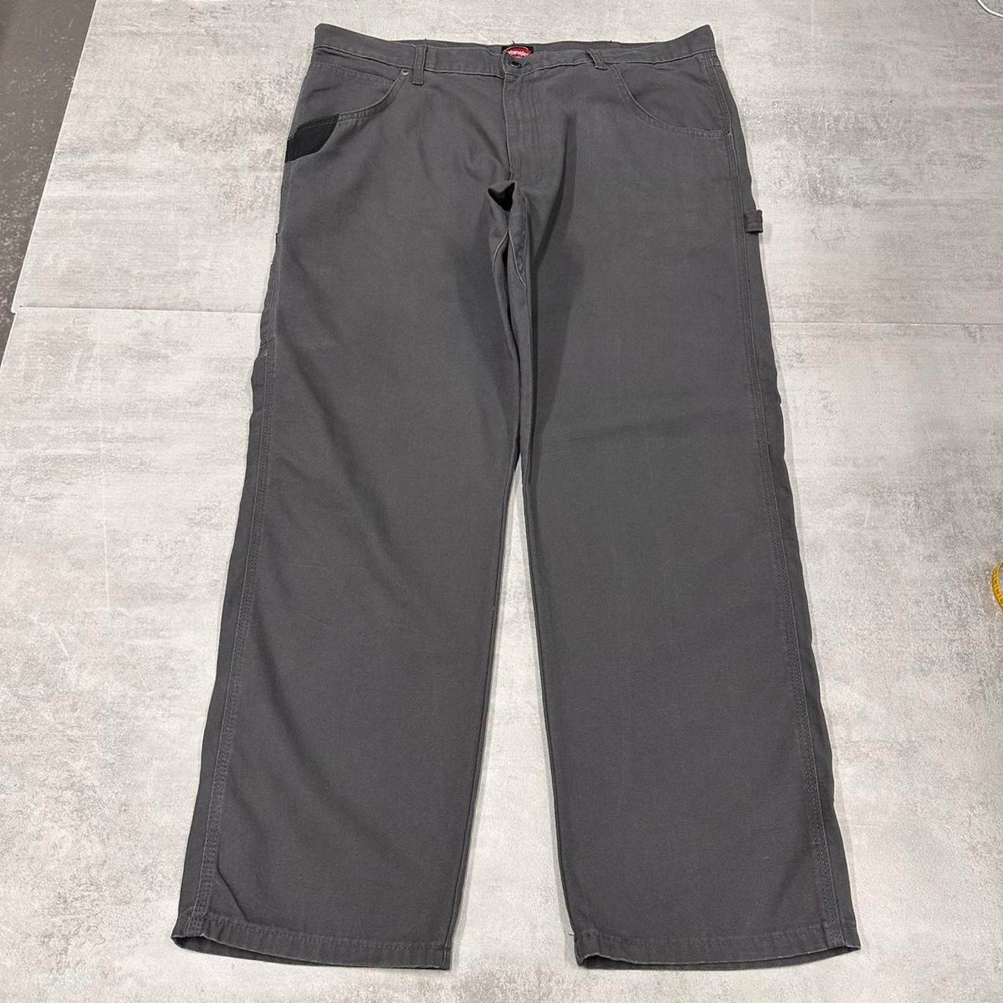 Grey Wrangler carpenter jeans W40 L30 Grey baggy skater cargo trousers patch logo