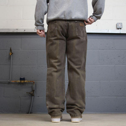 Vintage y2k Wrangler jeans brown Casual style 5 pocket straight leg denim pants