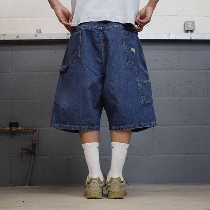 Wrangler baggy carpenter shorts blue Loose leg workwear skater style jorts
