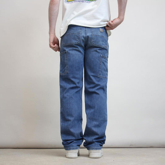 Mens Carhartt double knee carpenter jeans W30 L34 blue relaxed denim jeans