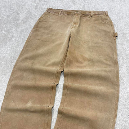 Baggy Carhartt carpenter jeans W38L30 loose wide leg 90s skater style canvas cargo pants 100% cotton