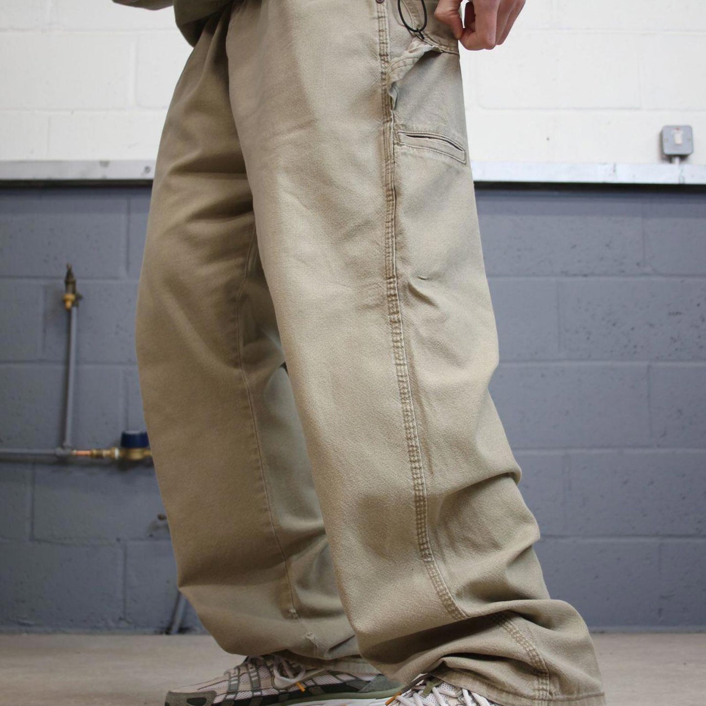 Vintage Wrangler carpenter skate pants W40L34 khaki grey loose workwear cargo jeans