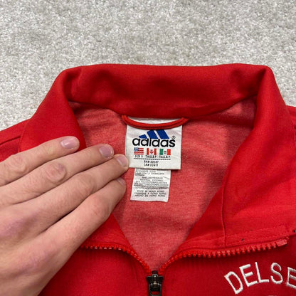 Vintage Adidas track jacket Small y2k 00s style Red funky sports tracksuit top