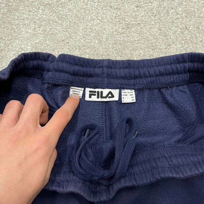 Y2k embroidered FILA sweatpants navy Loose joggers embroidered logo gym sweats