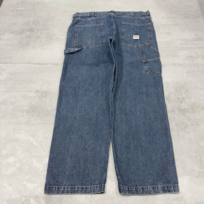 Blue baggy Levis carpenter jeans W40L30 loose skater thick denim 90s style cargos patch logo