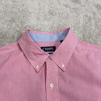 CHAPS checkered short sleeve shirt pink Surf style check shirt summer festival