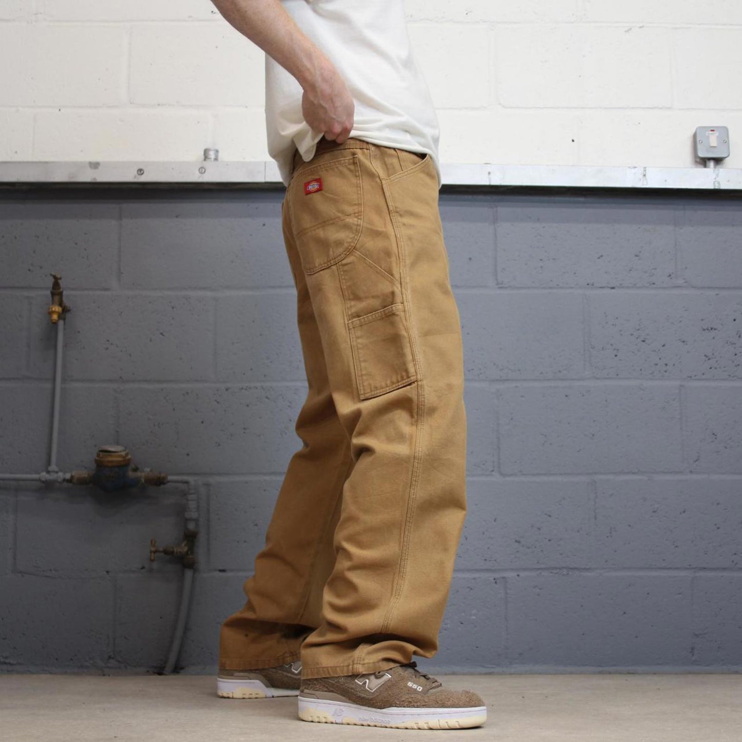 Baggy Dickies carpenter jeans W34 L32 tan loose canvas cargo skater pants