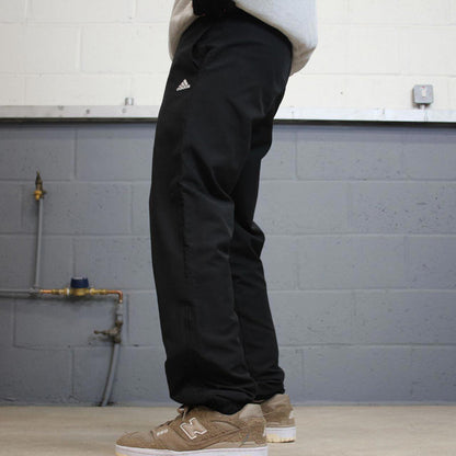 Y2k Adidas tracksuit bottoms black Small mens loose 00s joggers embroidered trackies sporty style