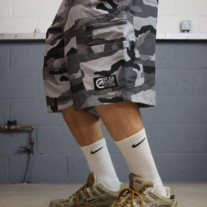 Ecko unltd camo cargo shorts grey W38 Loose floaty lightweight skater surf style camouflage utility